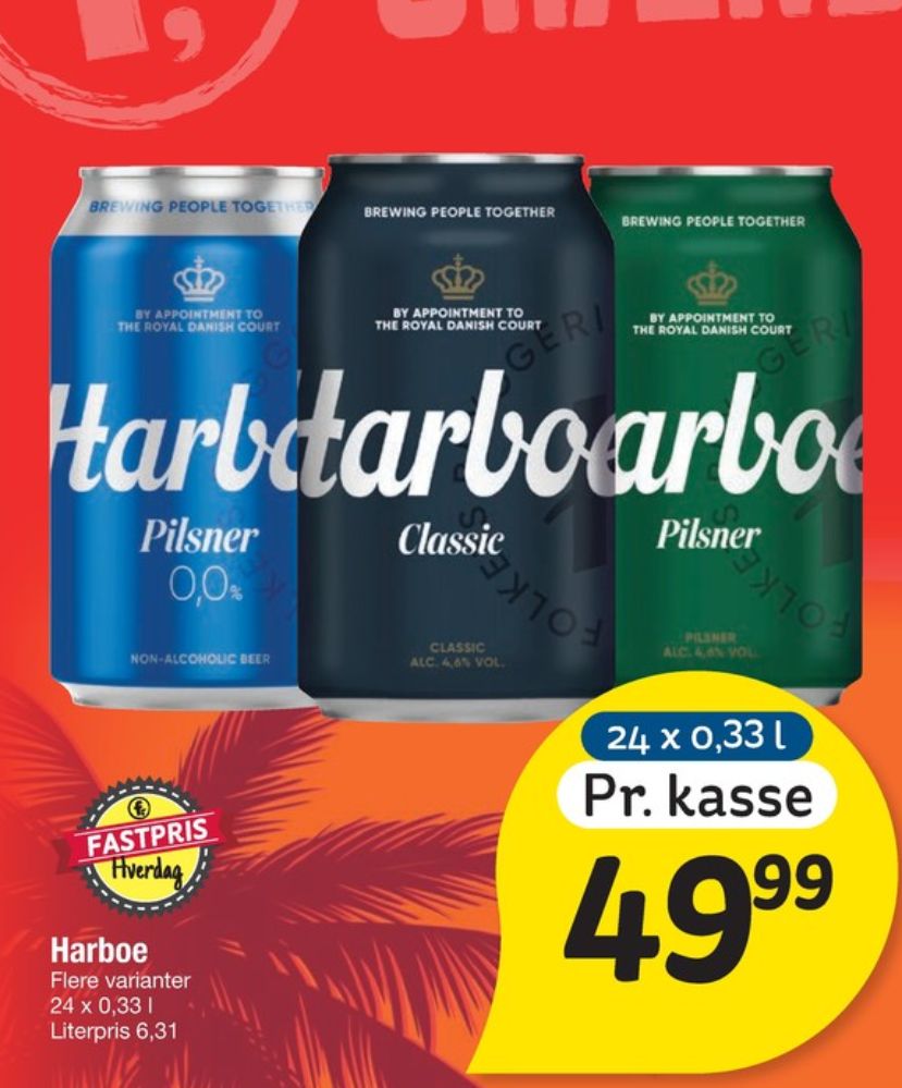 Harboe Pilsner 0,0%, Øl - Alkoholfri 24 pk.