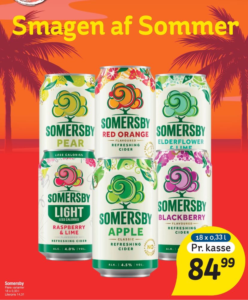 Somersby Raspberry & Lime Lite, Raspberry & Lime Lite 20 pk.