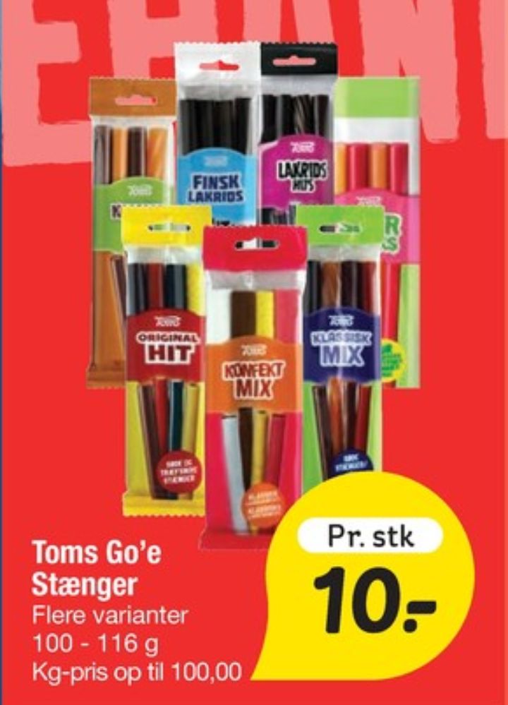 Toms Finsk Lakrids, Slikstænger