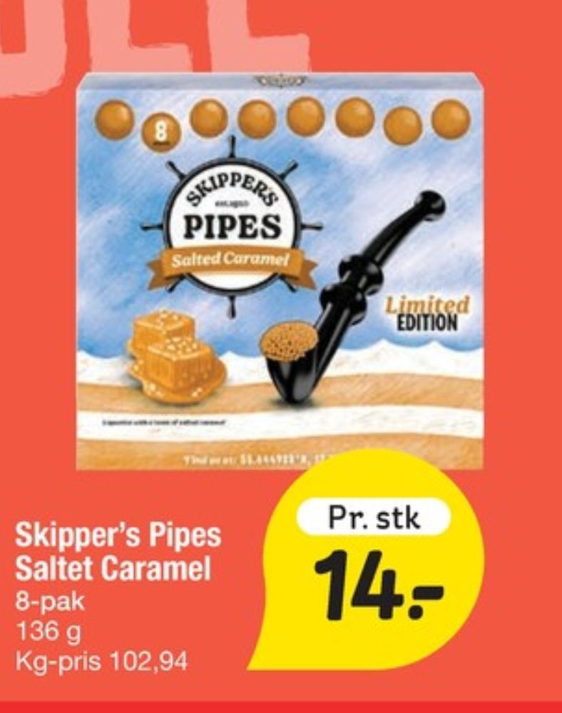 Skippers Pipes, Lakridspiber Salted Caramel