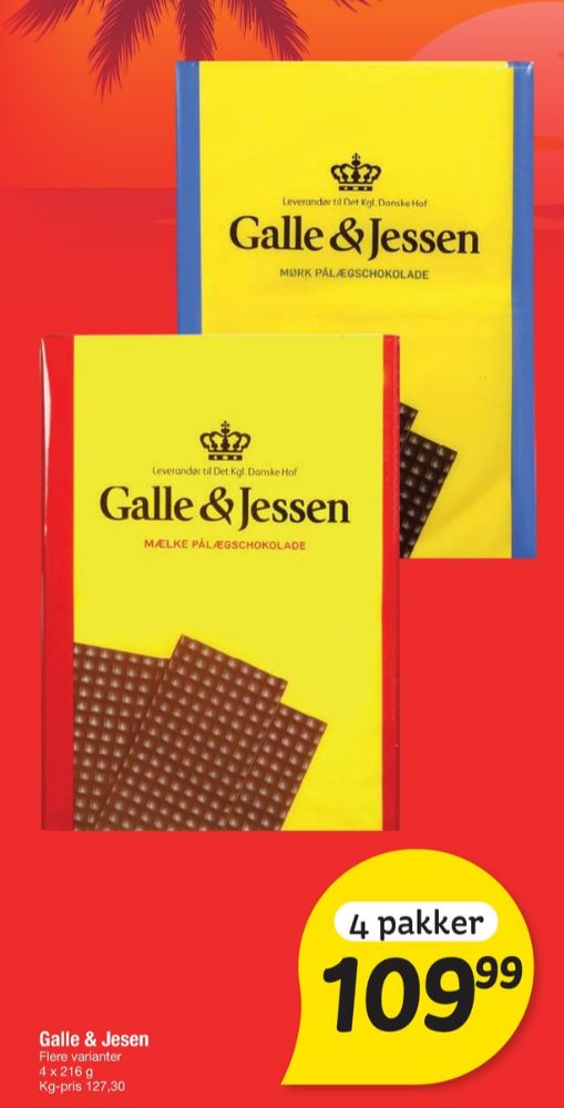 Galle & Jessen, Pålægschokolade Mælk