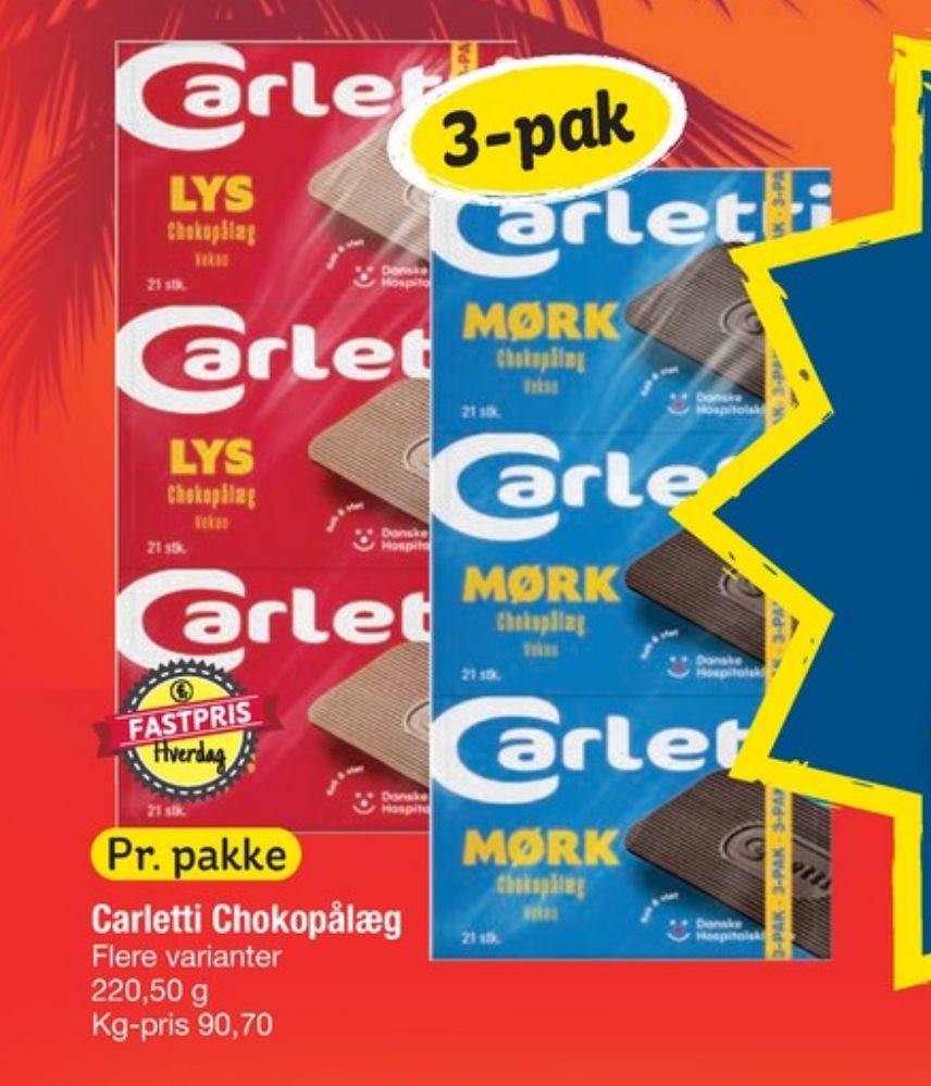 Carletti Den Mørke, Pålægschokolade Mørk