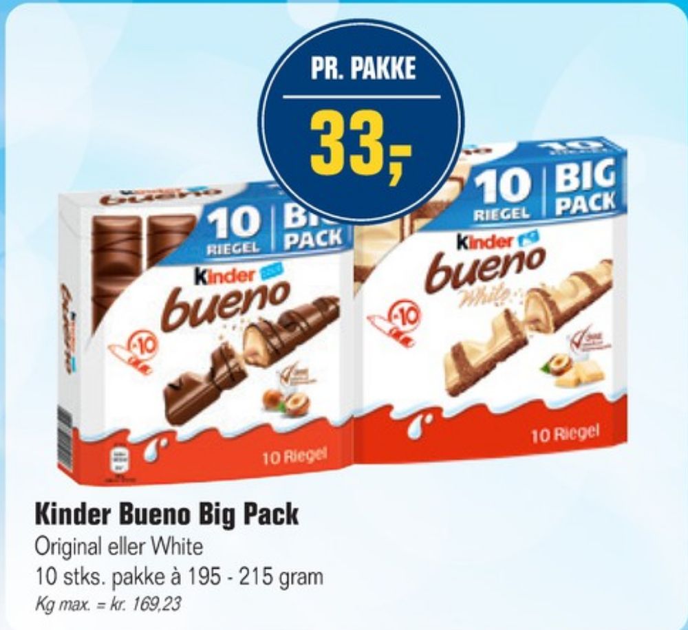Kinder Bueno, Chokoladestænger