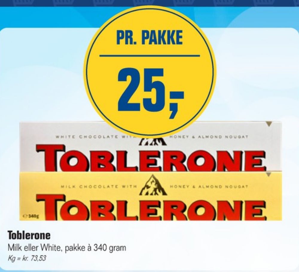 Toblerone, Chokolade