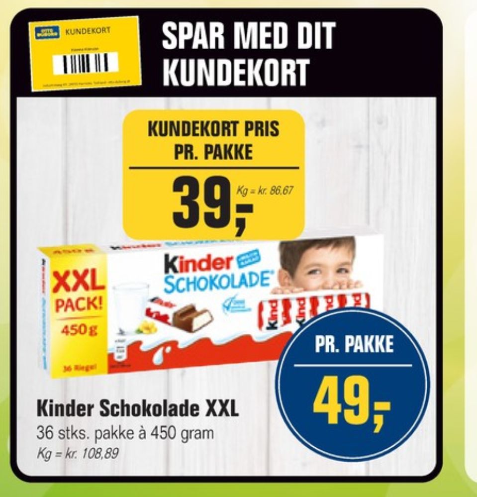 Kinder Chocolate, Chokoladestænger