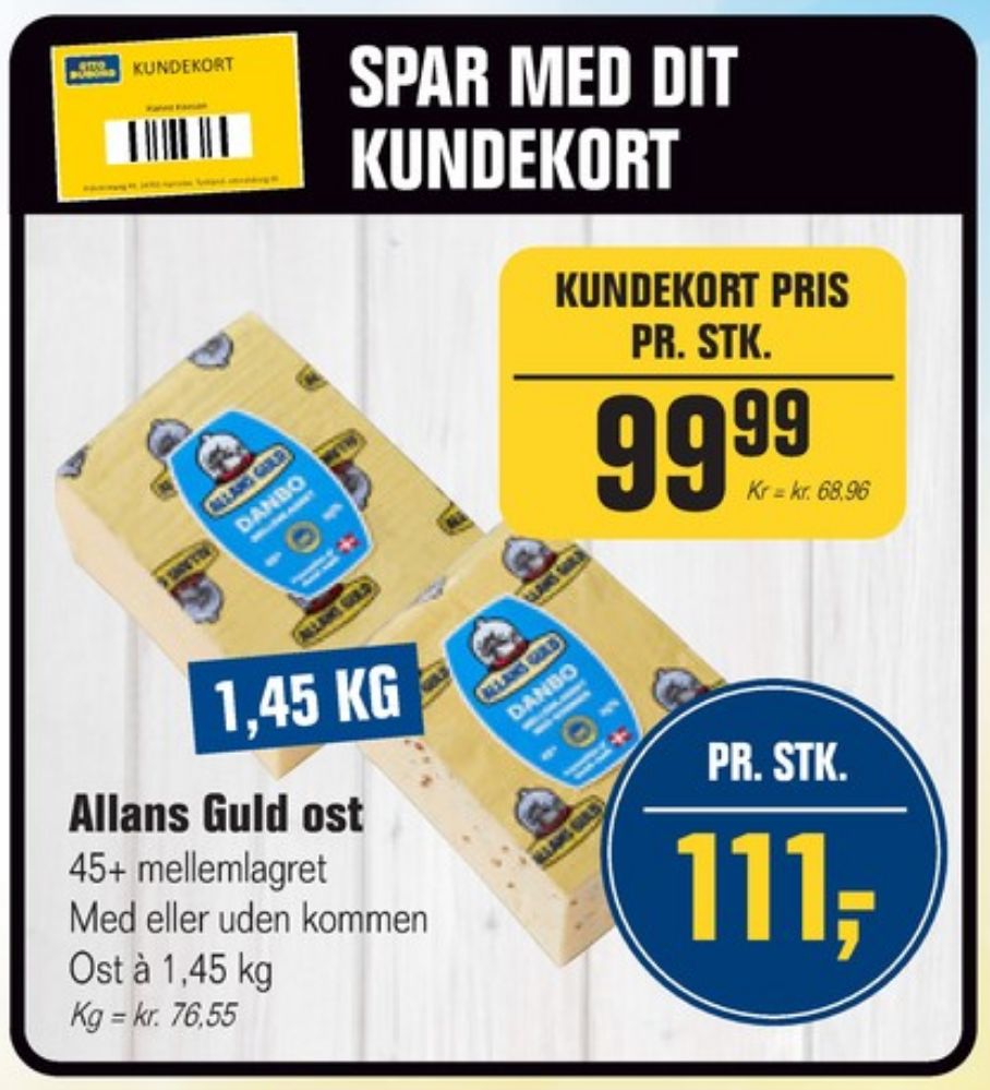 Allans Guld, Skæreost Danbo Mellemlagret Kommen