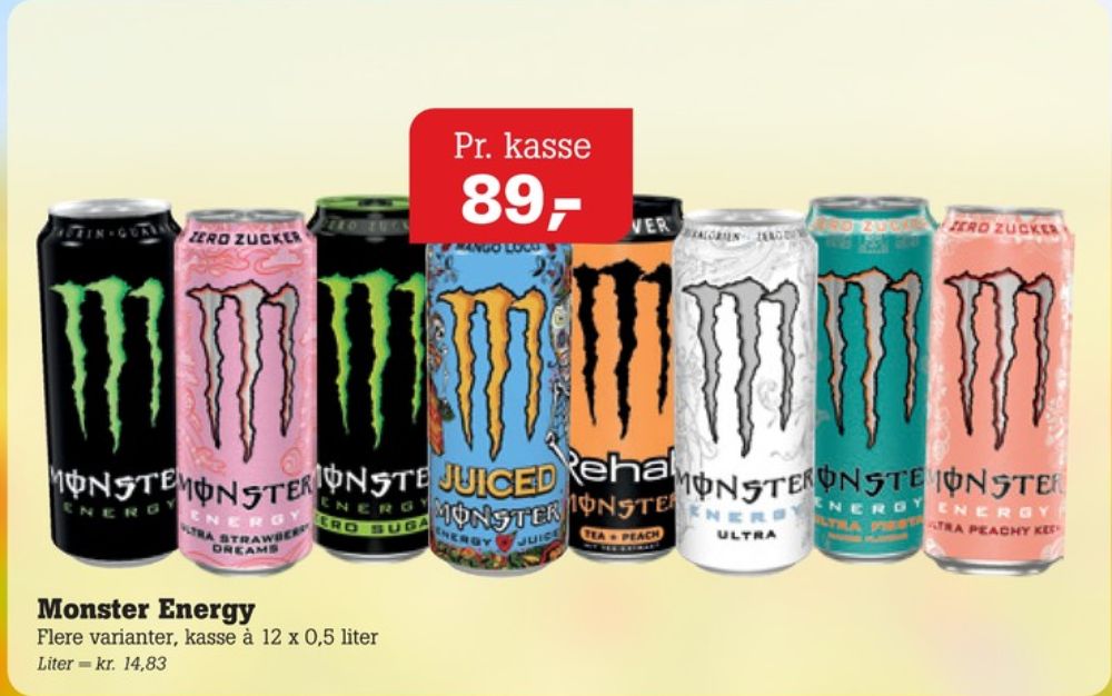 Monster Rehab Peach Tea, Energidrik 12 pk.