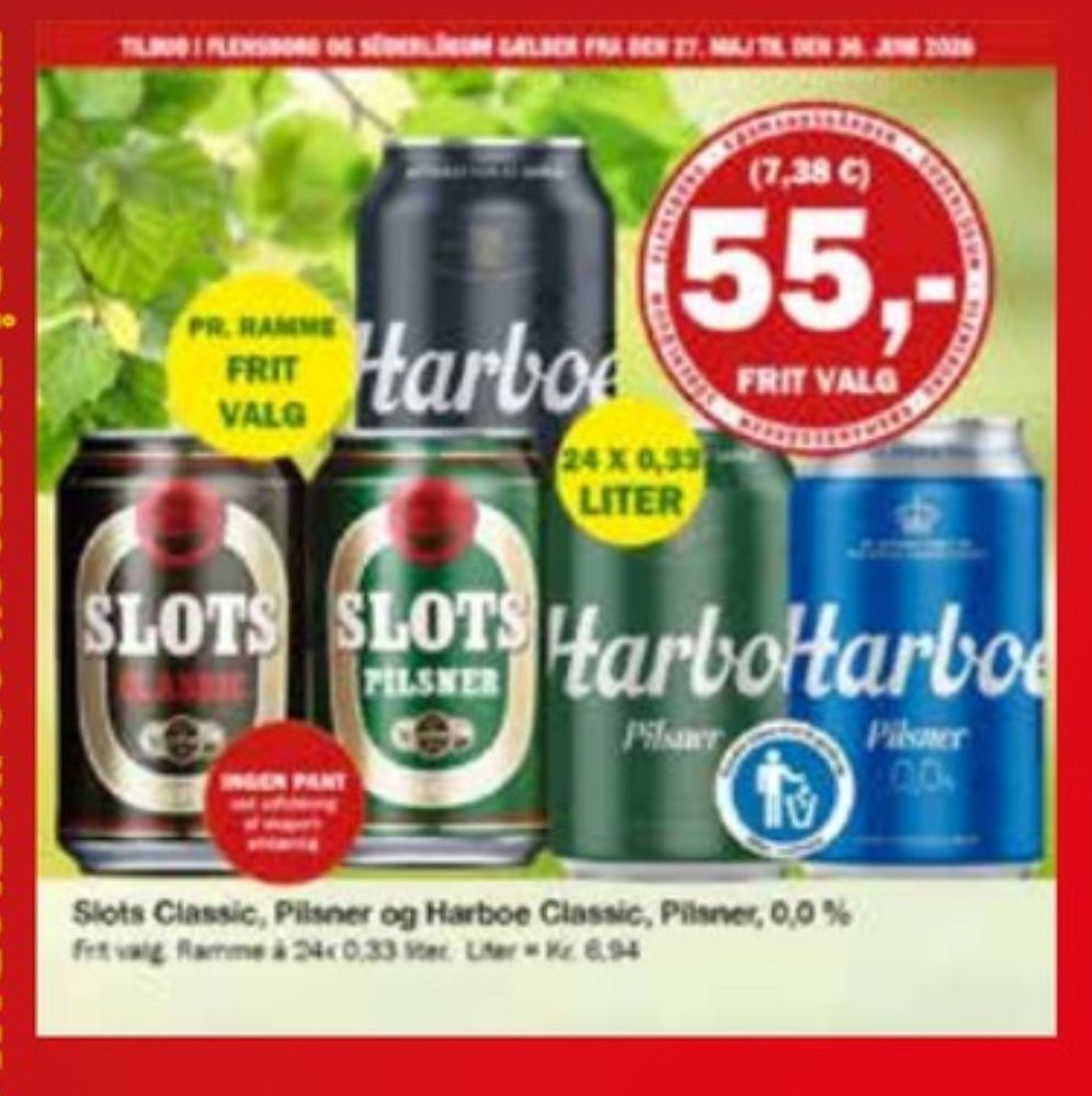 Harboe Pilsner 0,0%, Øl - Alkoholfri 24 pk.