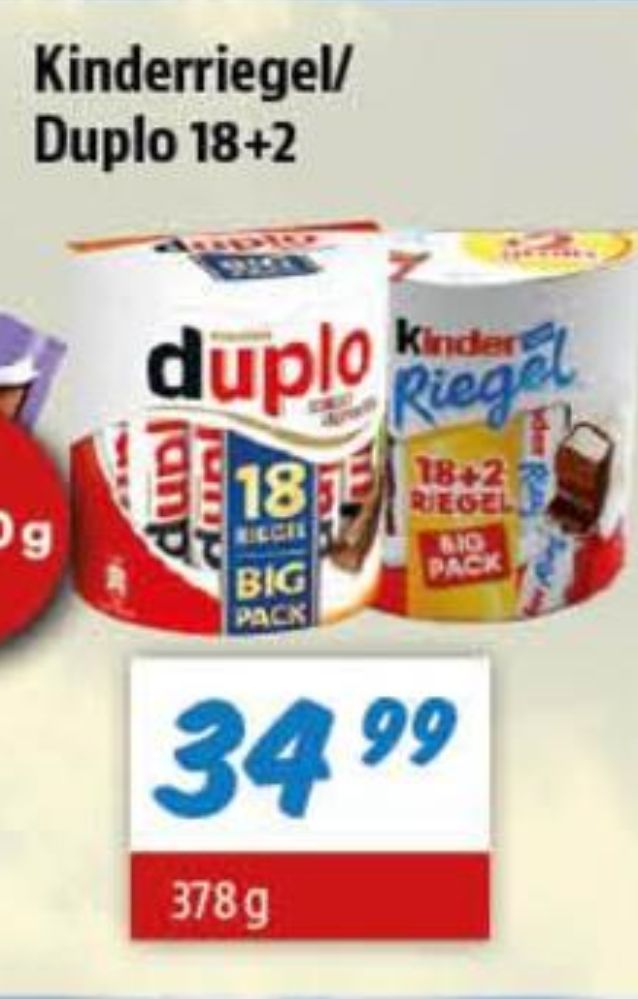 Kinder Duplo, Chokoladestænger