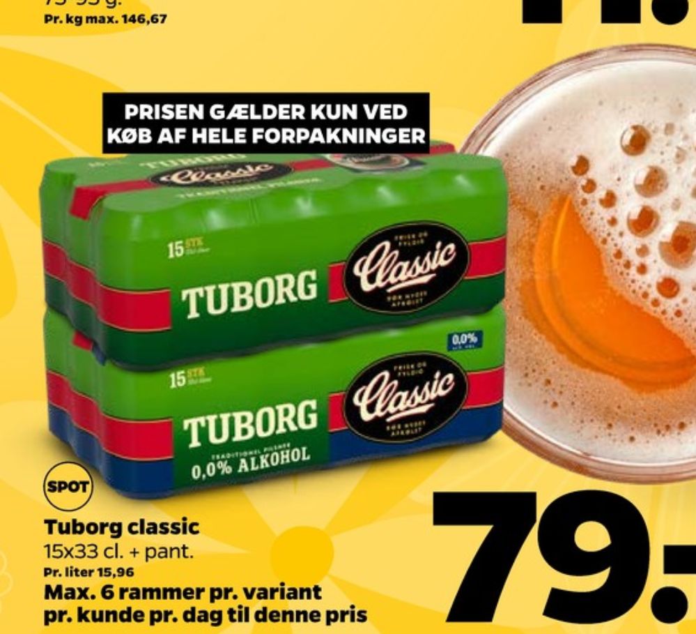 Tuborg Classic 0,0, Øl - Alkoholfri 15 pk.