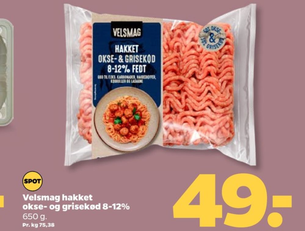 Velsmag, Hakket kalv og grisekød 8-12%