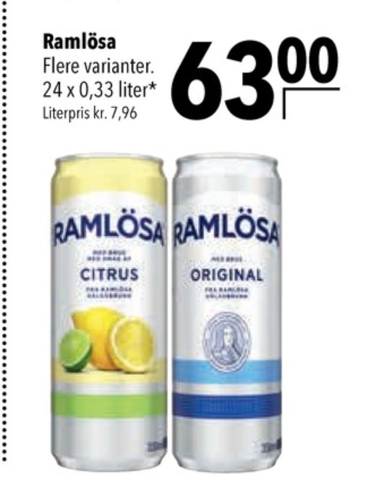 Ramlösa Citrus, Mineralvand med brus 24 pk.