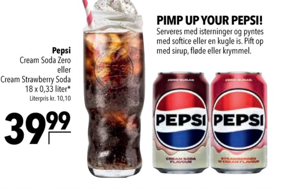 Pepsi Cream Soda Zero, Cola 18 pk.