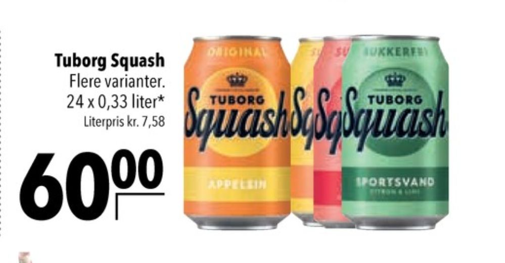 Tuborg Squash, Appelsinsodavand Sukkerfri 24 pk.
