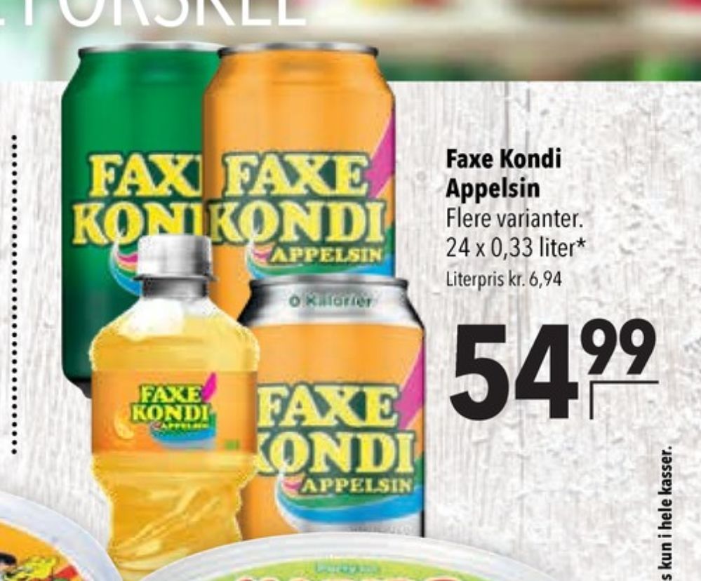 Faxe Kondi 0 Kalorier Appelsin, Appelsinsodavand 24 pk.