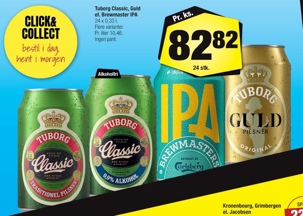 Tuborg Classic 0,0, Øl - Alkoholfri 24 pk.