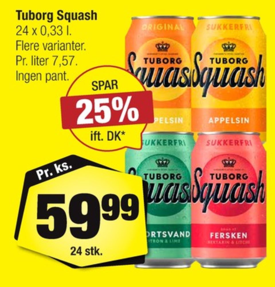 Tuborg Squash, Appelsinsodavand 24 pk.