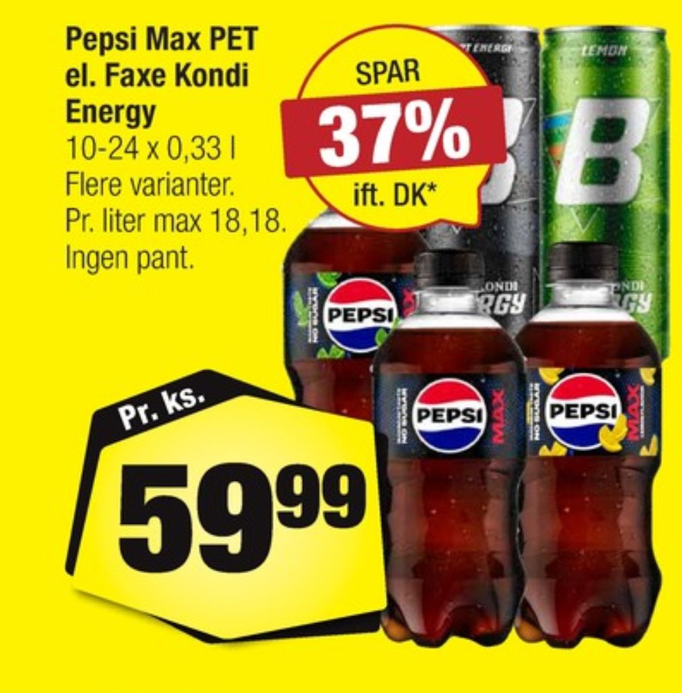Faxe Kondi Booster Sort, Energidrik 10 pk.
