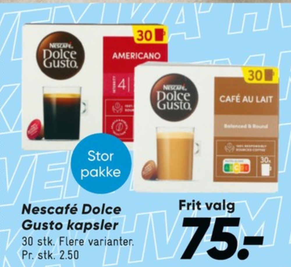 Nescafe Dolce Gusto Americano, Kaffekapsler