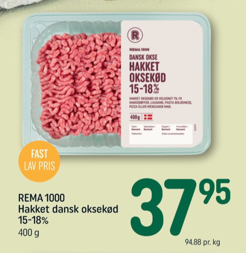 Rema 1000, Hakket oksekød 15-18%