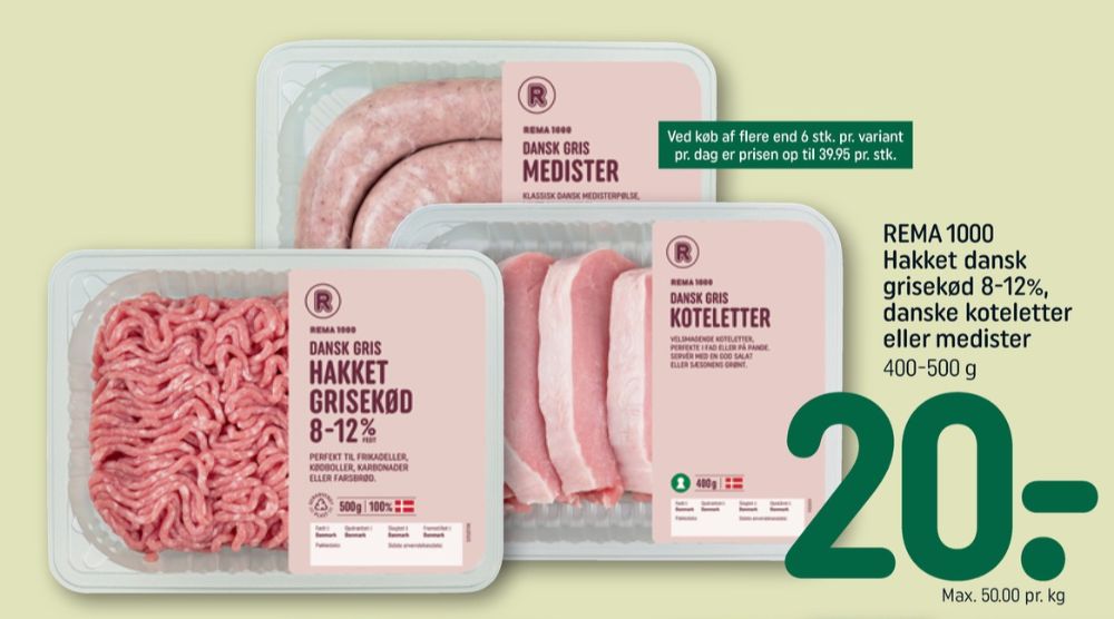 Rema 1000, Hakket grisekød 8-12%