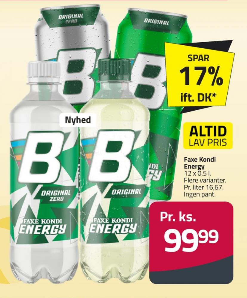 Faxe Kondi Booster Original Zero, Energidrik 12 pk.