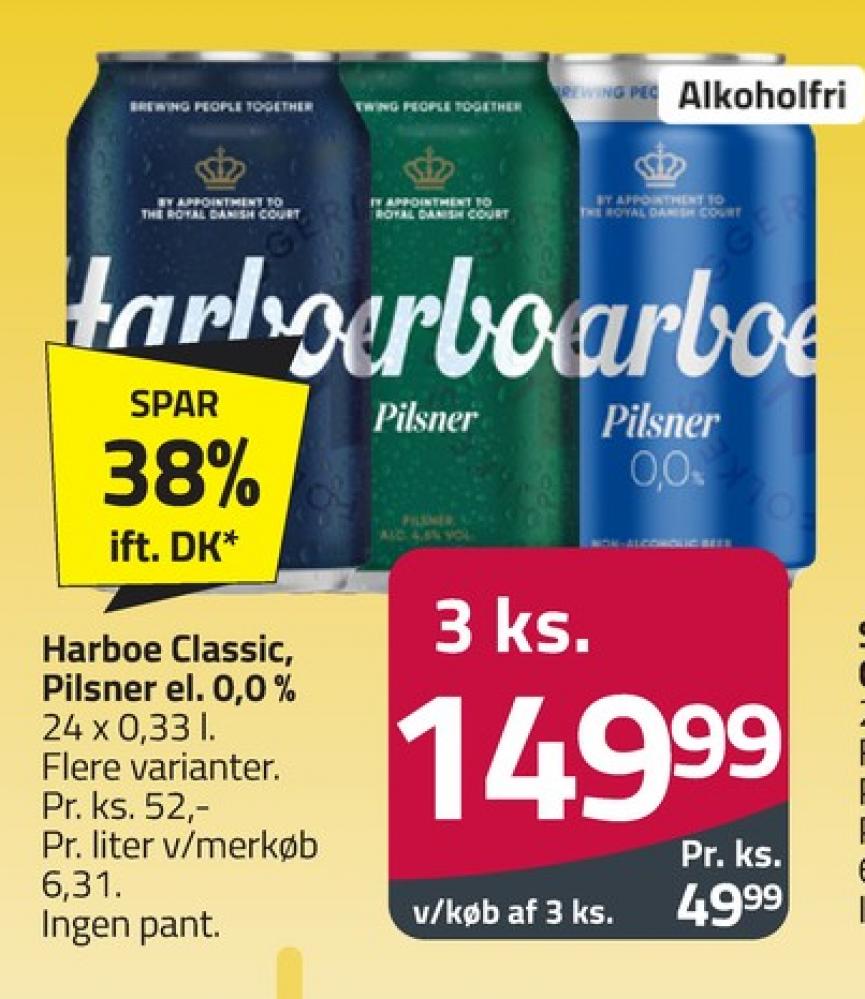 Harboe Pilsner 0,0%, Øl - Alkoholfri 24 pk.