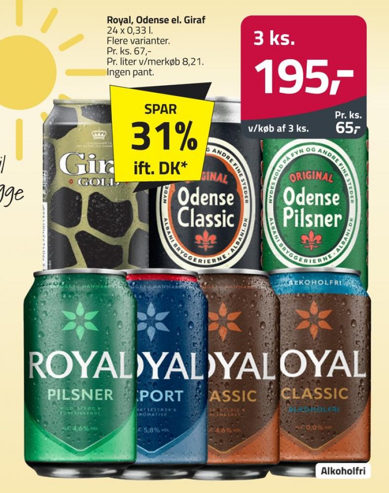 Royal 0,0 Classic, Øl - Alkoholfri 24 pk.