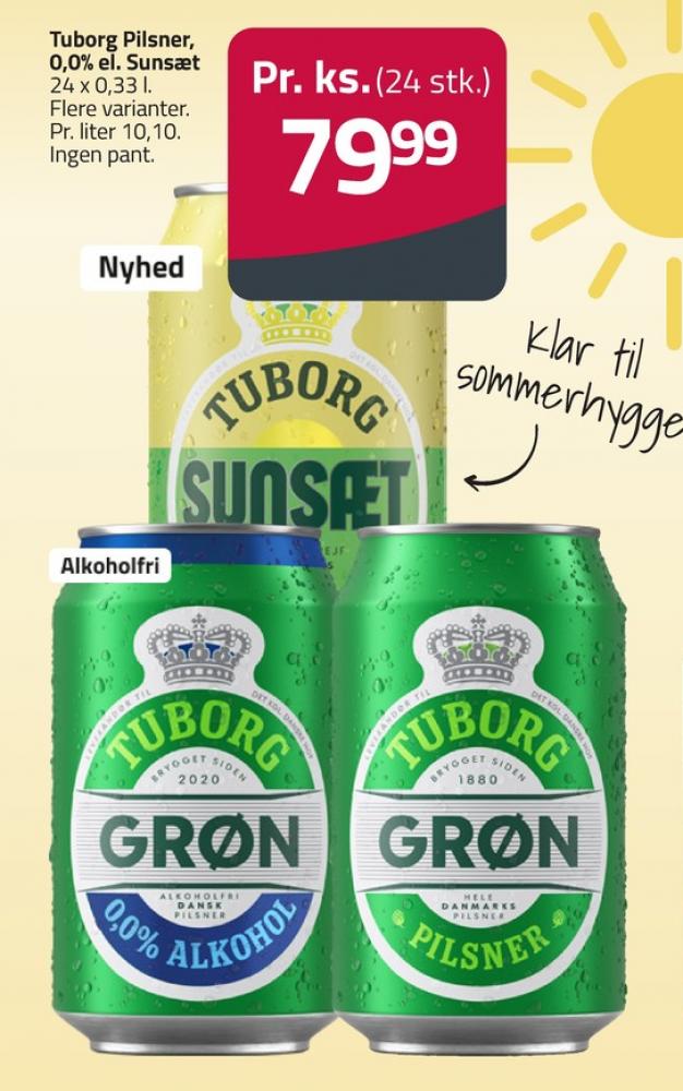 Tuborg Grøn 0,0, Øl - Alkoholfri 24 pk.