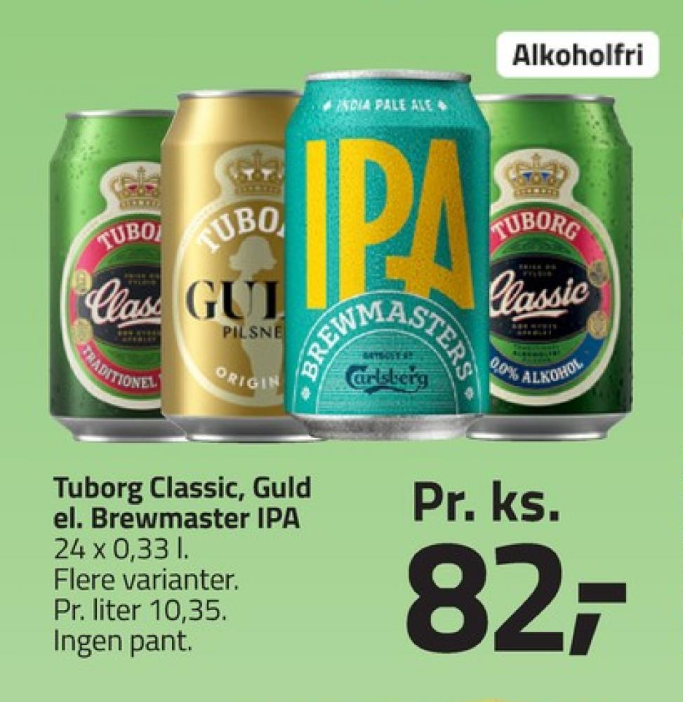 Tuborg Classic 0,0, Øl - Alkoholfri 24 pk.
