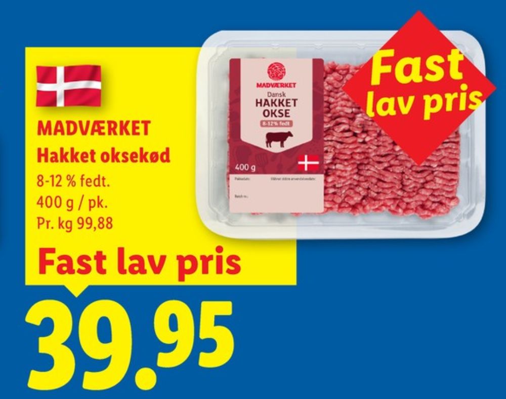 Madværket, Hakket oksekød 8-12%