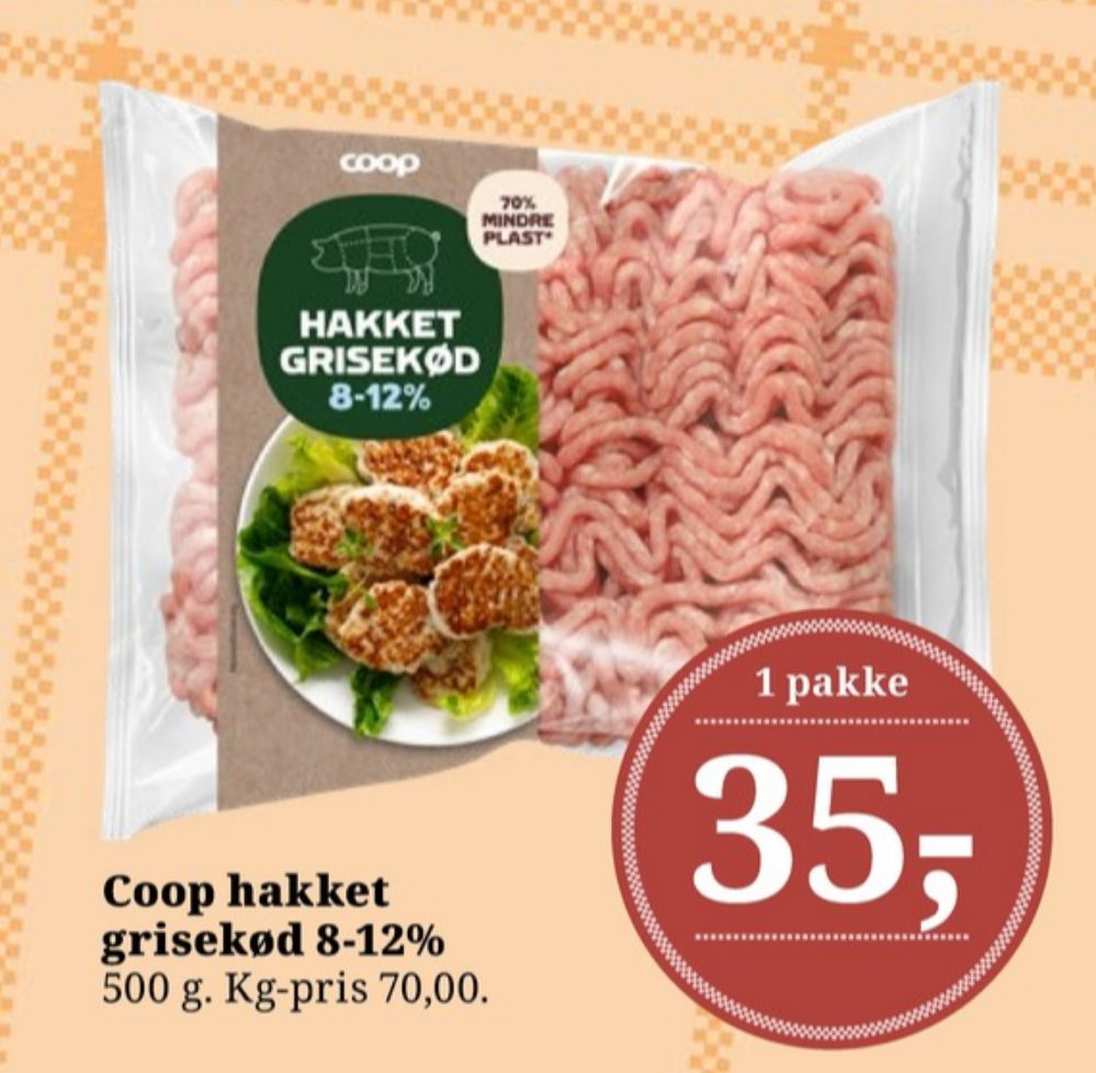 Coop, Hakket grisekød 8-12%
