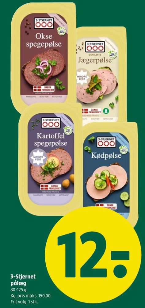 3-stjernet Gul bordpak, Kartoffelspegepølse