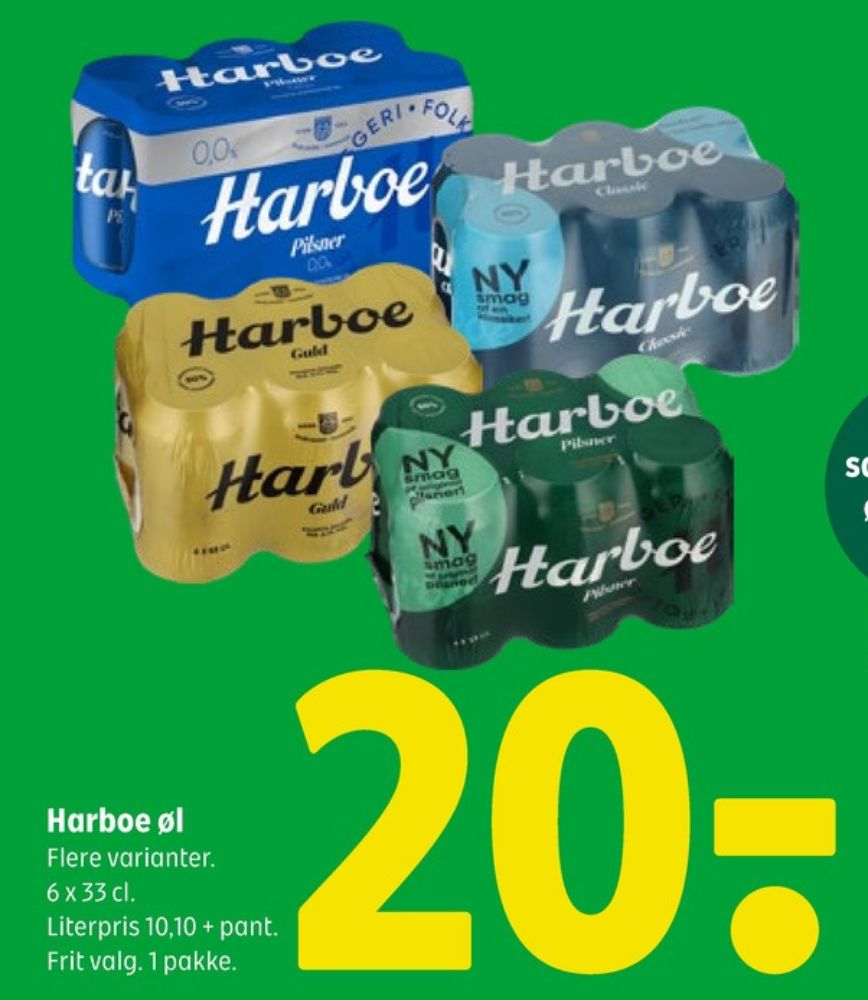 Harboe Pilsner 0,0%, Øl - Alkoholfri 6 pk.