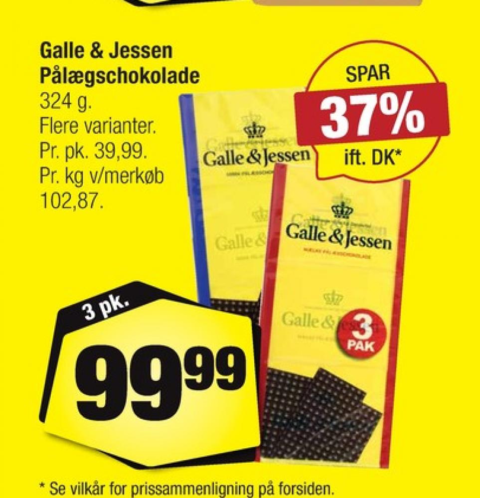 Galle & Jessen, Pålægschokolade Mælk