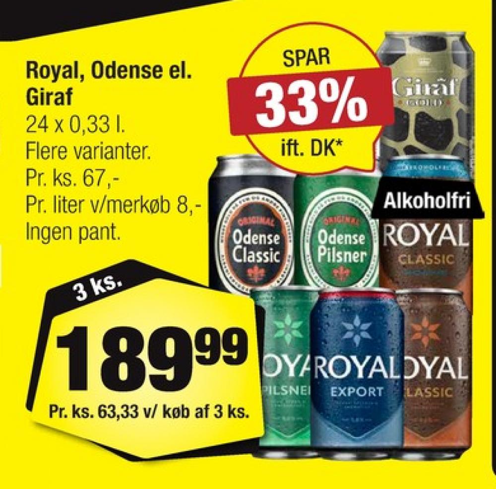 Royal 0,0 Classic, Øl - Alkoholfri 24 pk.
