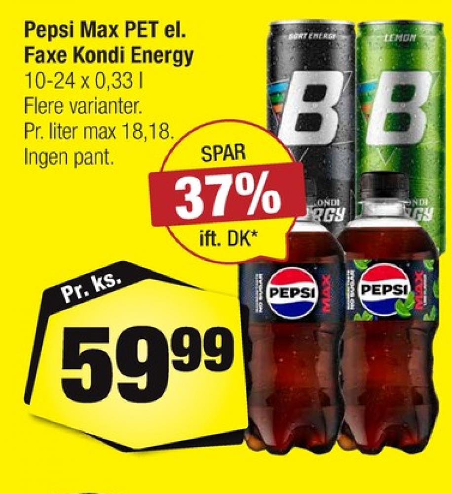 Faxe Kondi Booster Sort, Energidrik 10 pk.