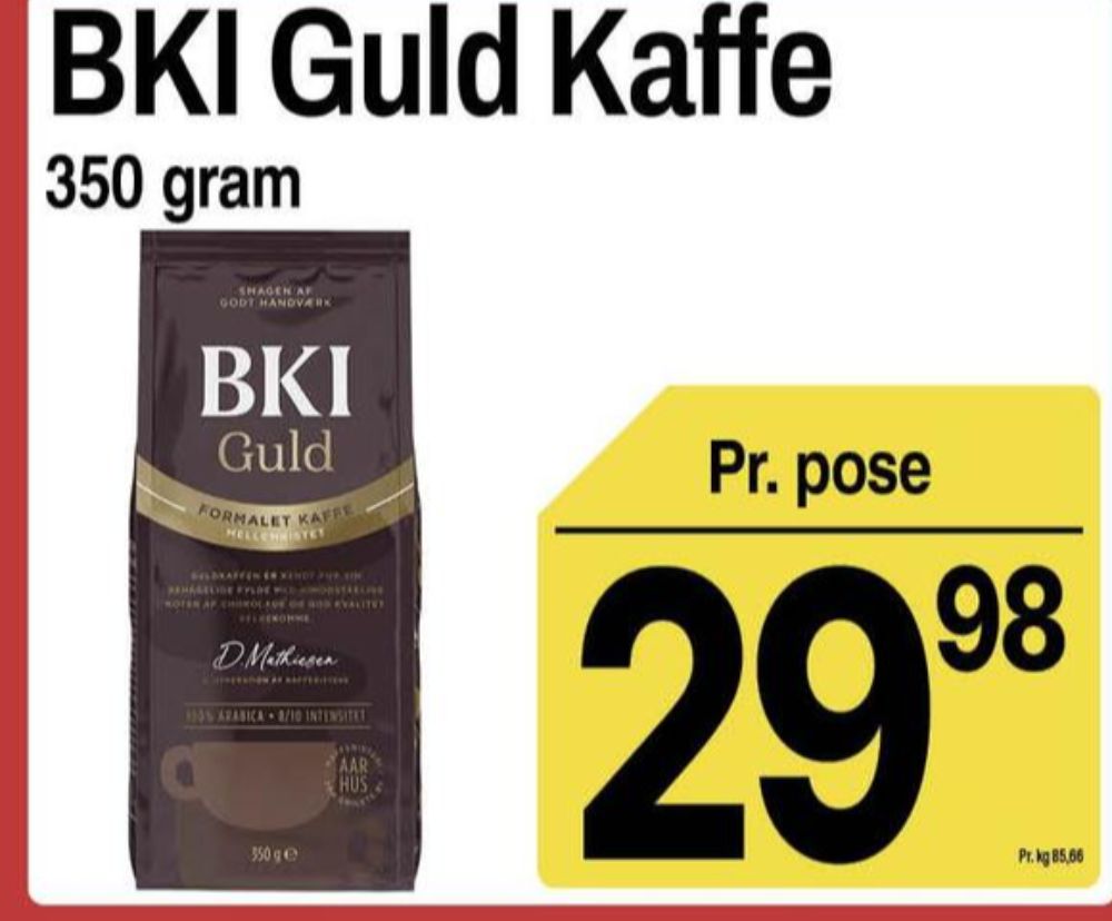 BKI Guld, Kaffe Formalet