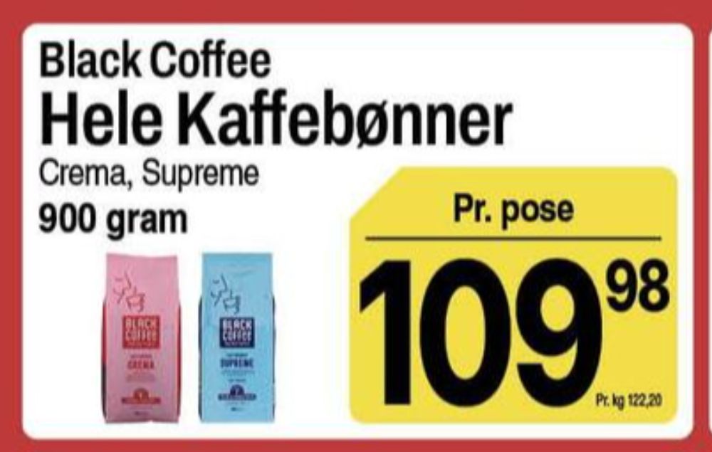 Black Coffee Crema, Kaffebønner