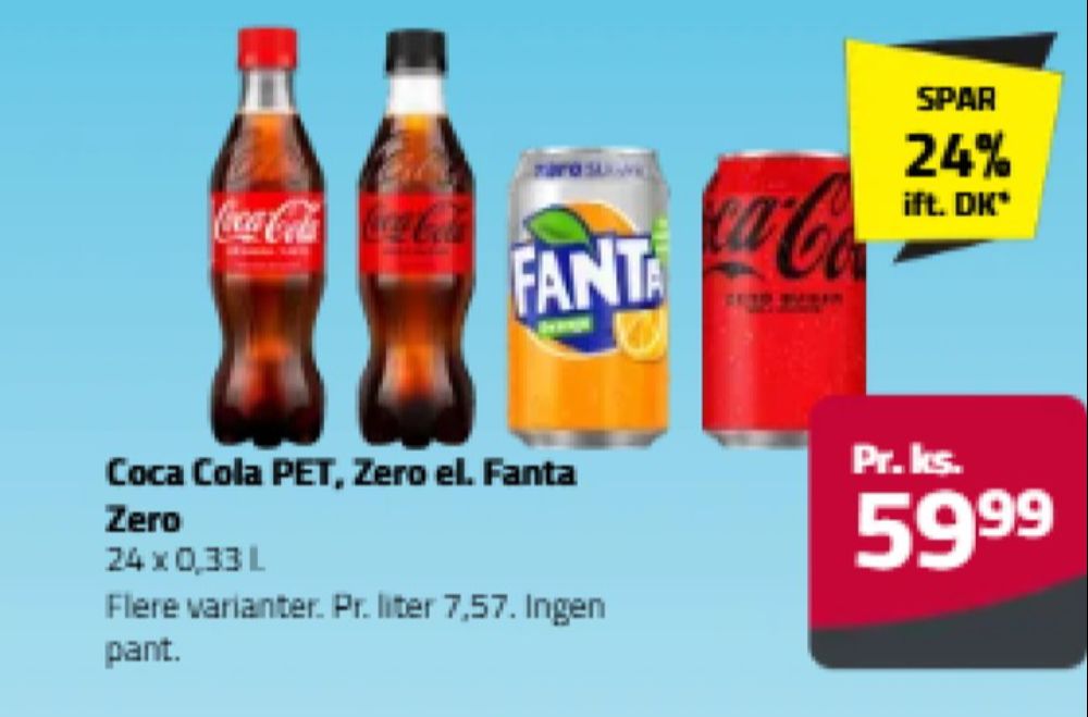 Fanta Zero, Appelsinsodavand 24 pk.