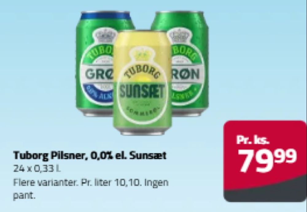 Tuborg Grøn 0,0, Øl - Alkoholfri 24 pk.