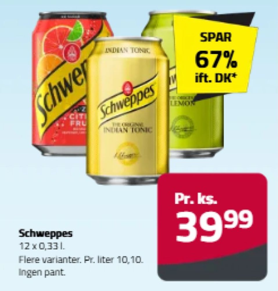 Schweppes Lemon, Lemonsodavand 12 pk.