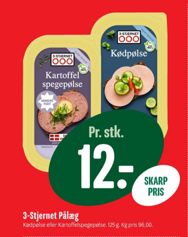 3-stjernet Gul bordpak, Kartoffelspegepølse