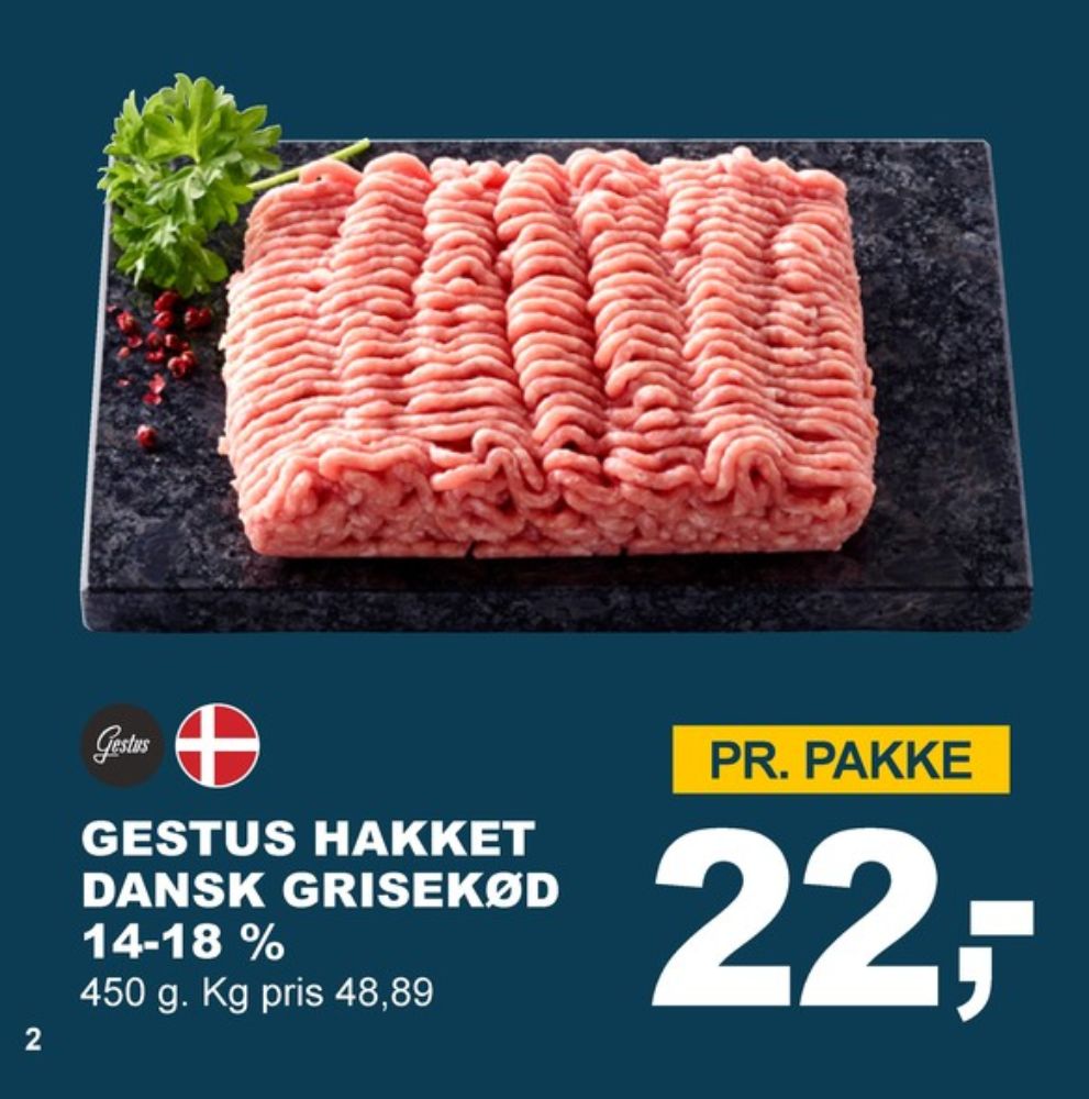 Gestus, Hakket grisekød 14-18%
