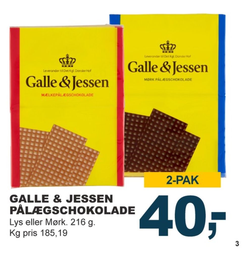 Galle & Jessen, Pålægschokolade Mørk