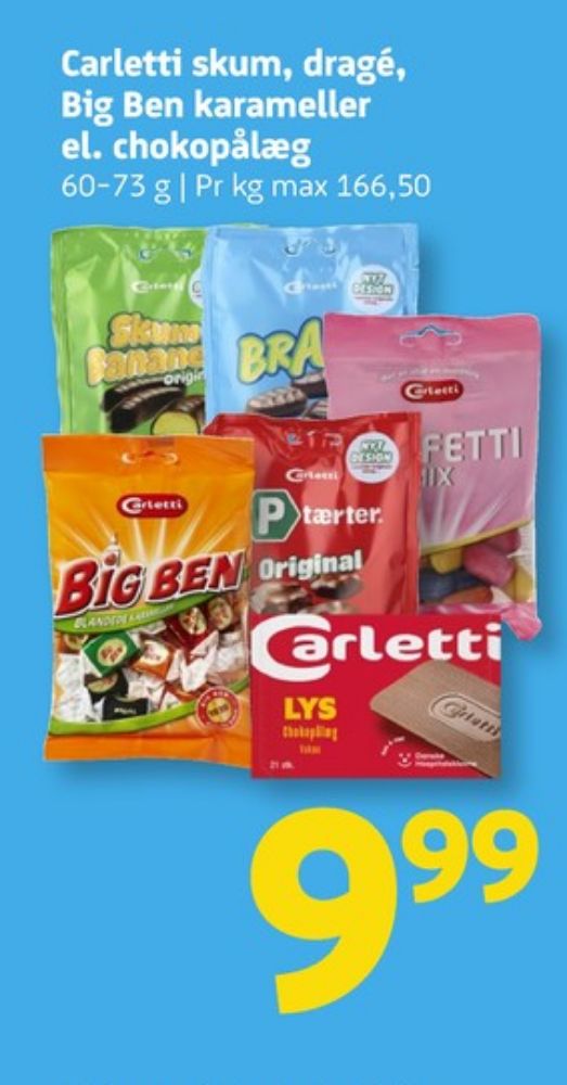 Carletti Big Ben, Karameller Blandede