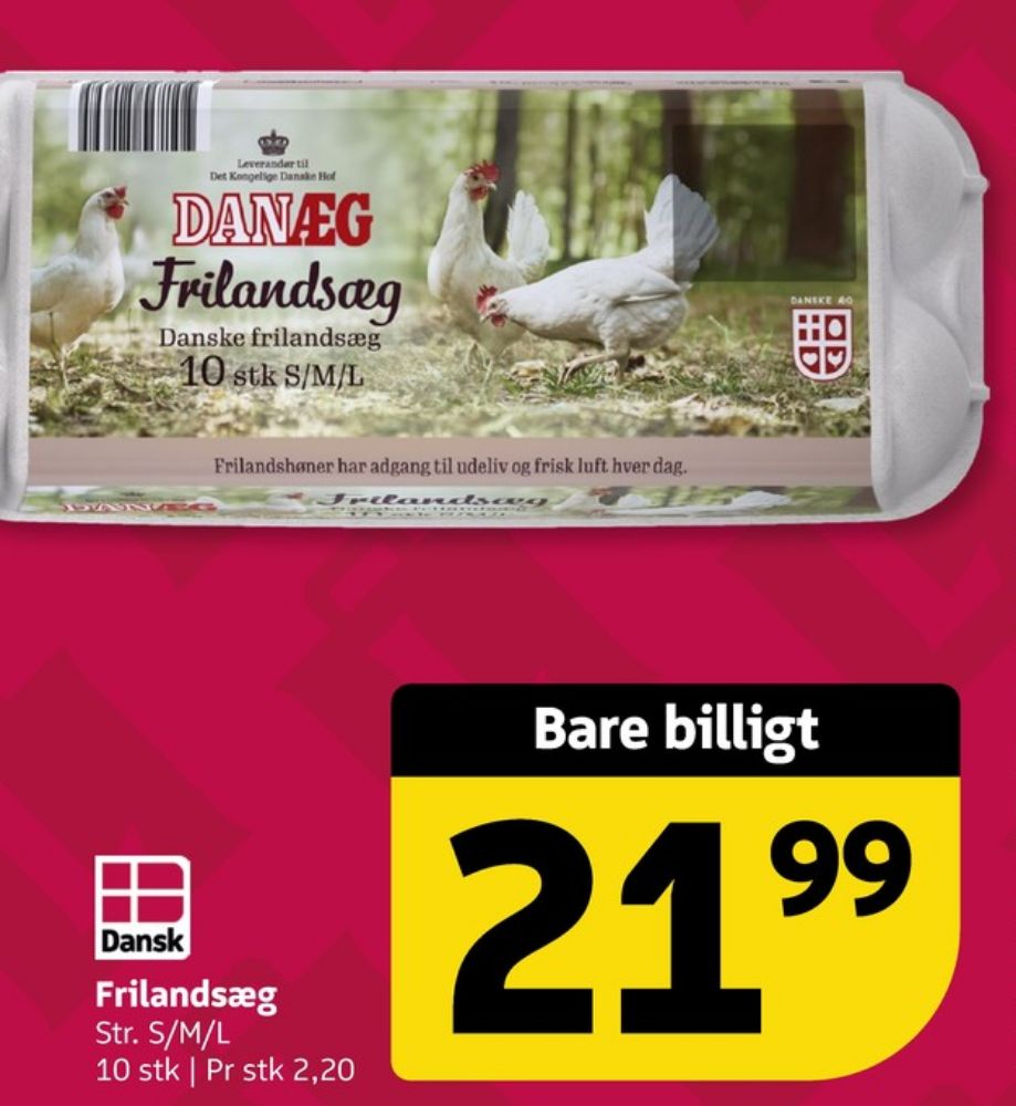 Danæg, Frilandsæg S/M/L