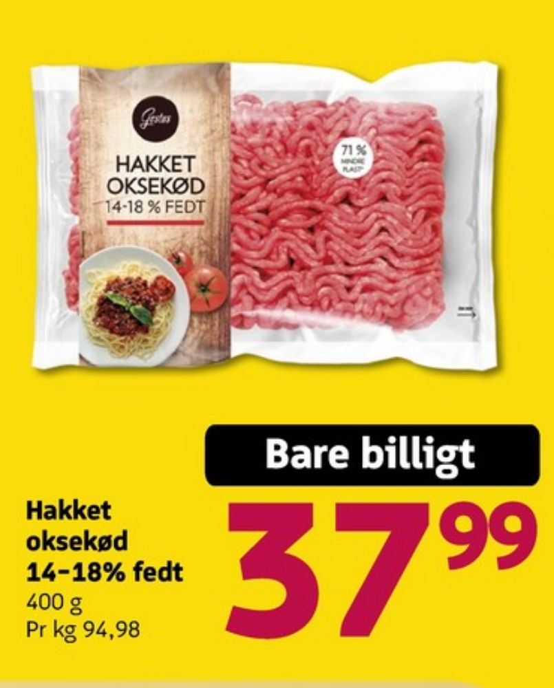 Gestus, Hakket oksekød 14-18%
