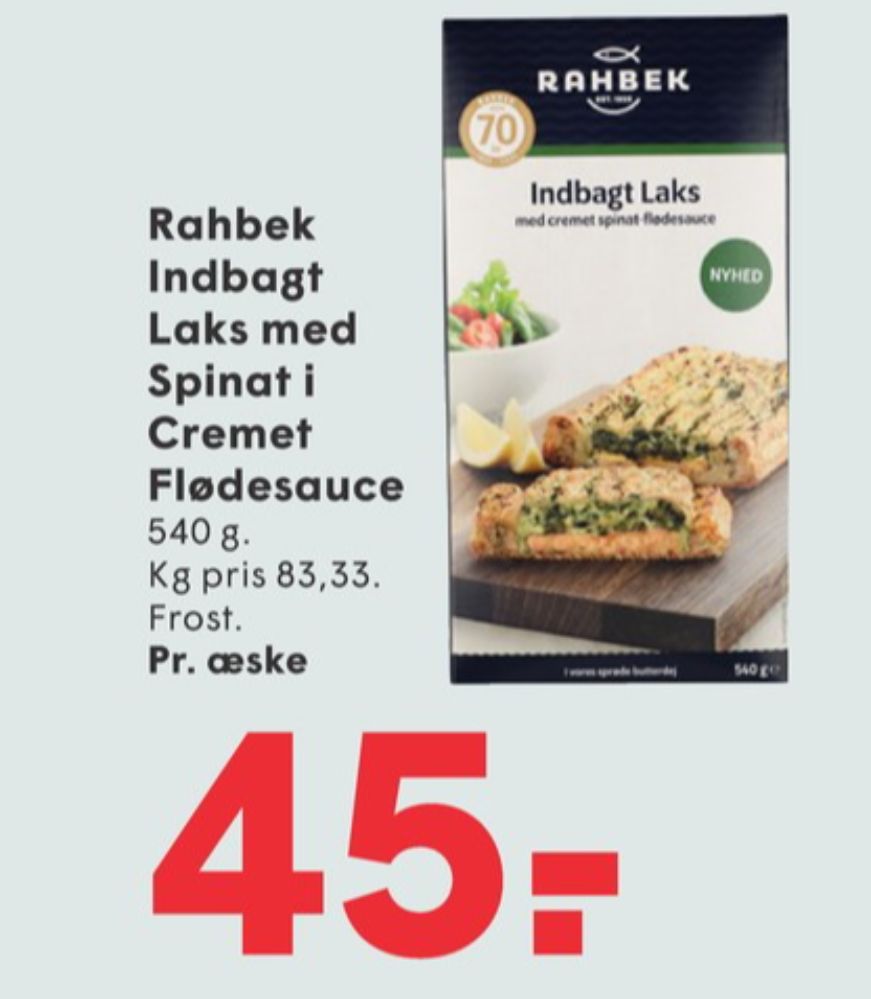 Rahbek, Indbagt Laks med cremet spinat-flødesauce