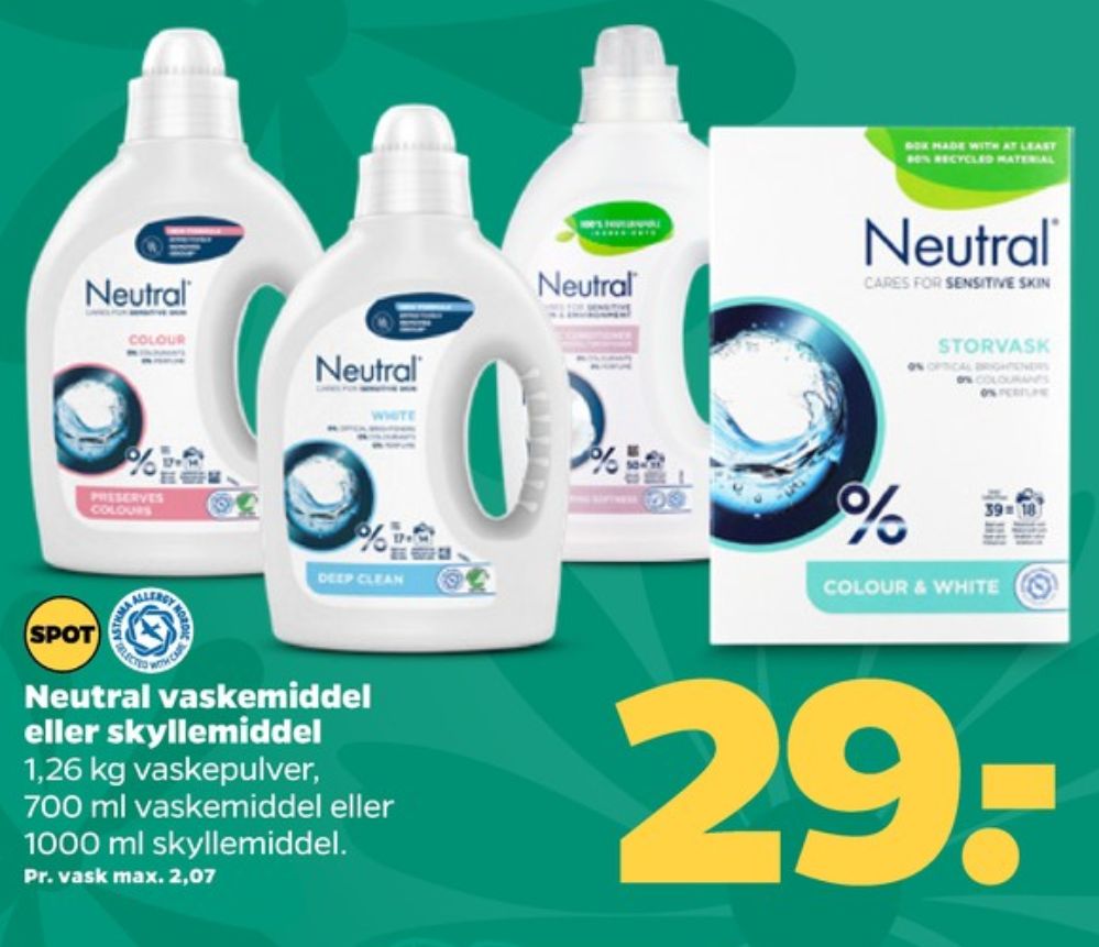 Neutral, Vaskepulver